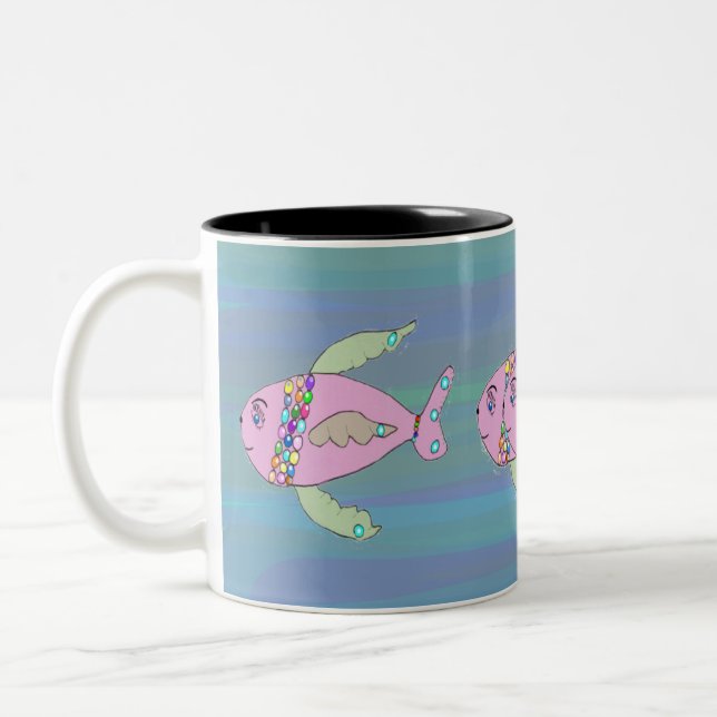 Mug avec poisson tiré à la main (Gauche)