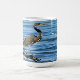 Mug avec Tri Coloré Heron sur Branche