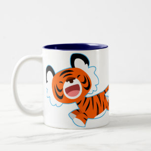 Mug avec un joli tigre de dessin animé en fuite