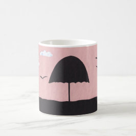 Mug avec un parapluie en silhouette