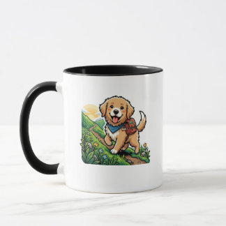 Mug Aventure de chiot Retriever doré de randonnée mign