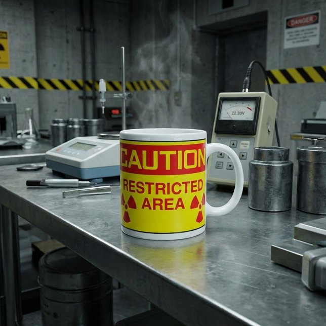 Mug Avertissement de danger de rayonnement dans les zo (Créateur téléchargé)