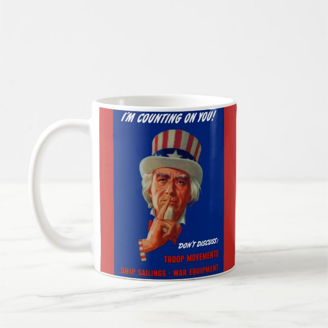 Mug Avertissement de la Seconde Guerre mondiale des an (Gauche)