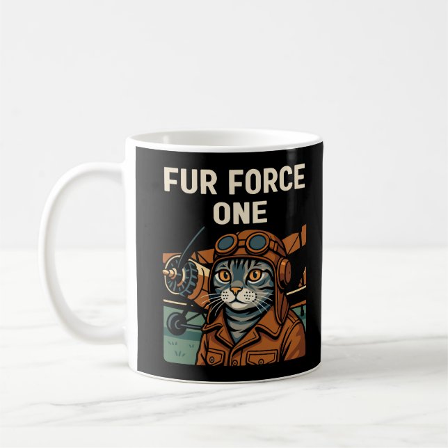 Mug Aviator Cat Flying Feline Commander (Gauche)