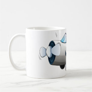 Mug Avion à hélice de dessin animé blanc Style Rétro V