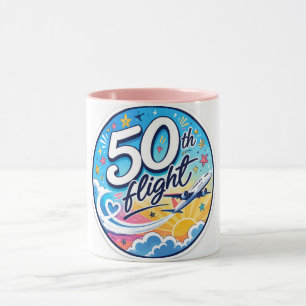Mug avion de 50e vol souvenir coloré