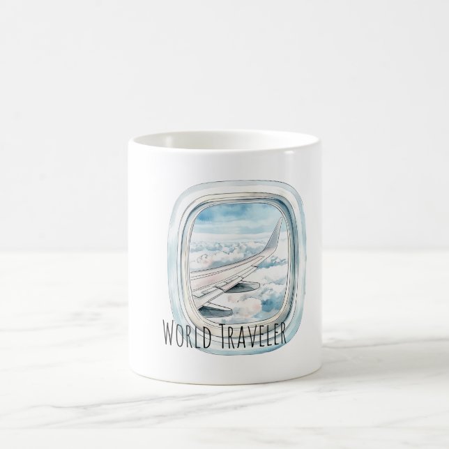 Mug Avion de fenêtre de voyage mondial (Centre)
