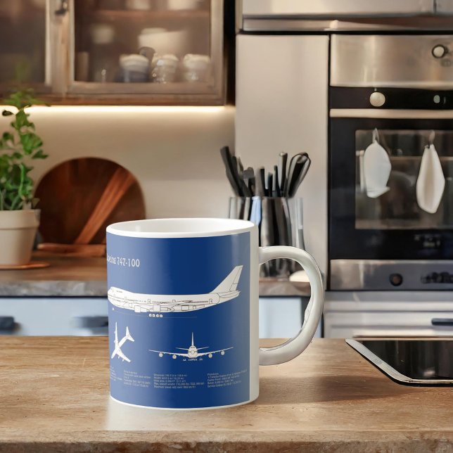 Mug Avion de ligne 747 - Plan de dessin du plan direct (Créateur téléchargé)
