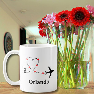 Mug Avion de voyage Cœurs Minimaliste Emplacement pers