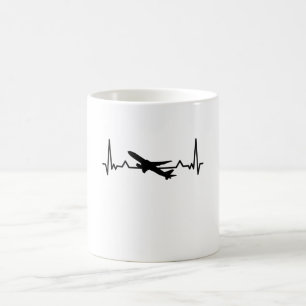 Mug Avion Pilote Heartbeat Planespotting Cadeaux