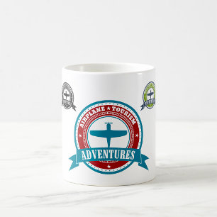 Mug Avion vintage Tourisme Aventures Logo Aviation