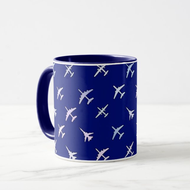 Mug Avions de combat, en bleu marine (Devant gauche)