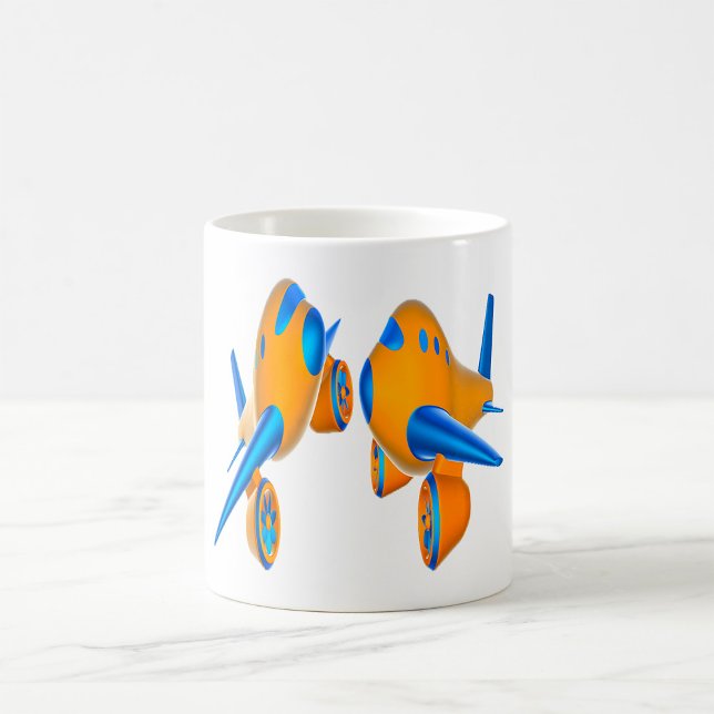 Mug Avions de dessin animé Vibrant orange et bleu (Créateur téléchargé)
