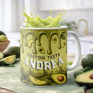 Mug Avocado Drip Retro Favor Nom Terreux Vert Clair