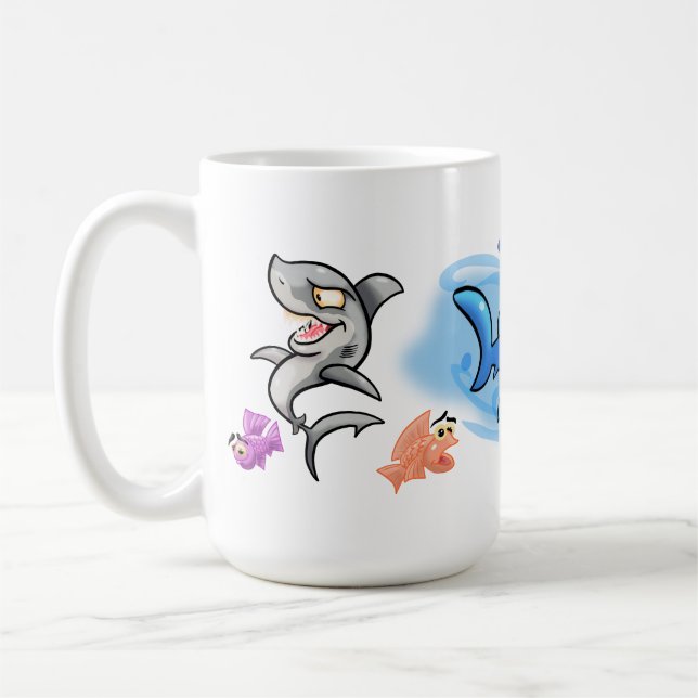 Mug Awesome Cartoon Sharks (Gauche)