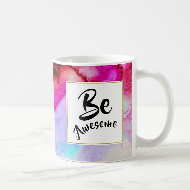 Mug Awesome rose et turquoise Aquarelle Abstraite (Droite)