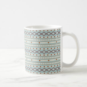 Mug Aztec Formes Motif Rusts Crème Turquoise-Bleu