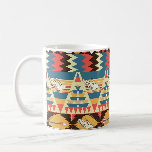 Mug Aztèque coloré : oiseaux, fleurs motif. (Gauche)