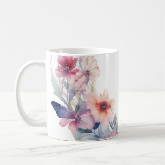 Mug B Fleurs et papillons (Gauche)