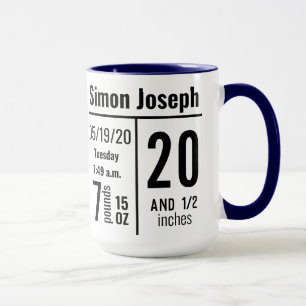 Mug Baby Boy Photo Birth Record Stat Simple Modern