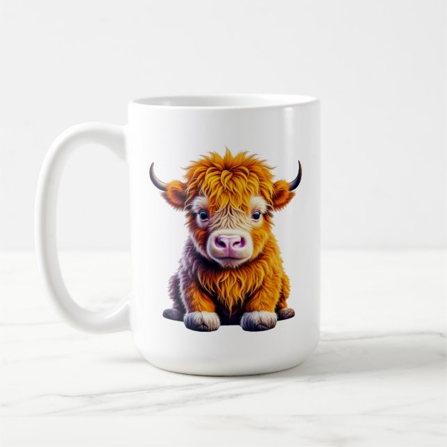 Mug Baby Highland Cow Adorable Ai Art (Gauche)