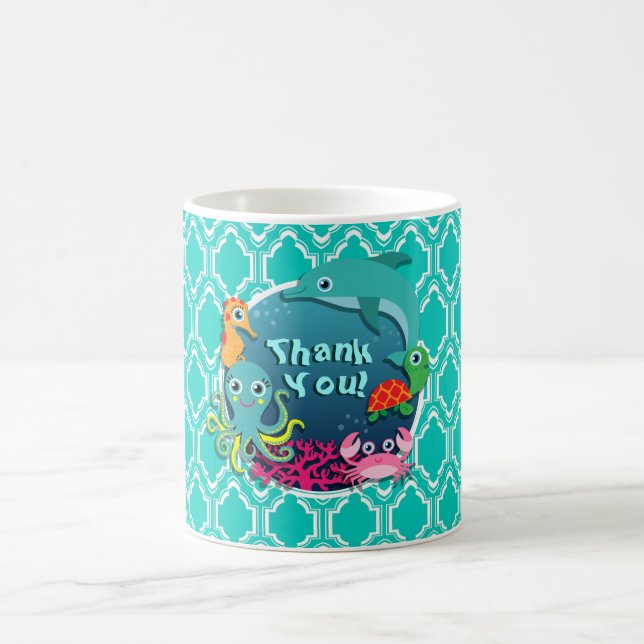 Mug Baby shower Aqua Turquoise Ocean Life (Centre)