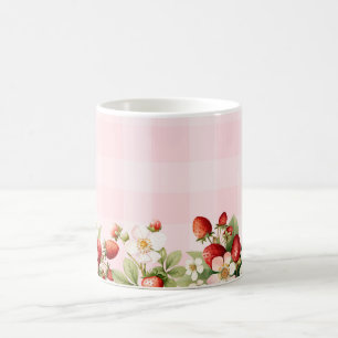 Mug Baby shower en vichy rose fraise