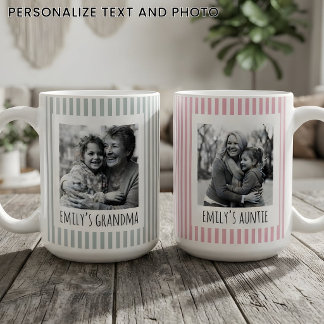 Mug Baby Shower | Grand-mère Tante Rayures Roses Perso