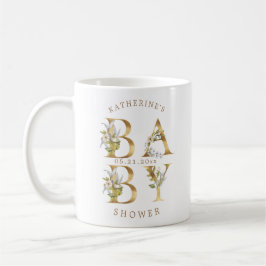Mug baby shower monogramme or fleuri