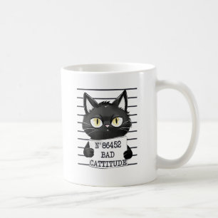Mug Bad Cattitude - Mugshot de chat noir