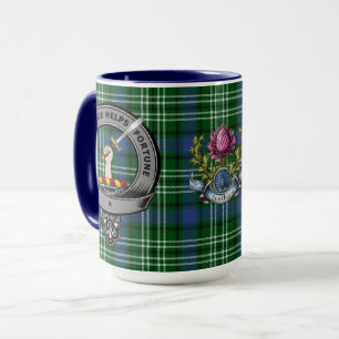 Mug Badge de clan noir & Tartan