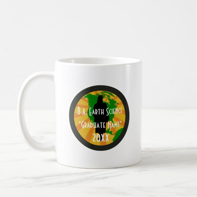 Mug Badge de diplômé en sciences de la Terre (Femme) (Gauche)