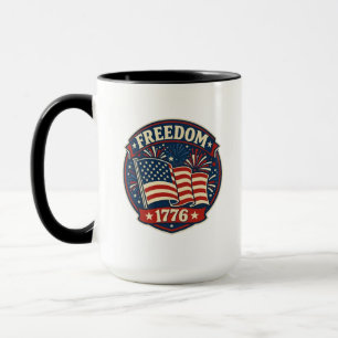 Mug Badge patriotique Drapeau américain Liberté 1776