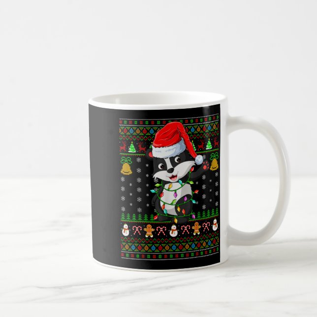 Mug Badger Christmas Lights Funny Santa Ugly Sweaters  (Droite)