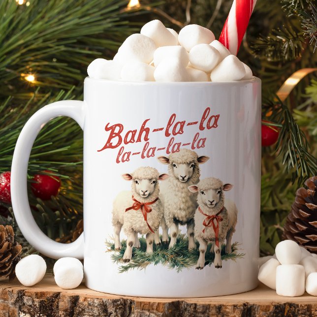 Mug Bah La La Cute Retro Noël Moutons (Créateur téléchargé)