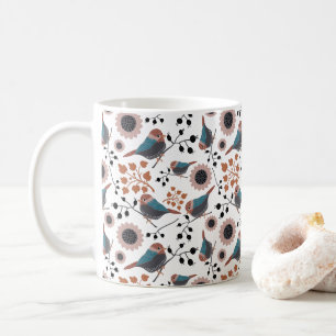 Mug Baies de poulet Fleurs de baies rose bleu rouille