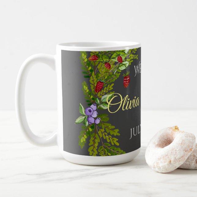 Mug Baies et champignons de la forêt d'aquarelle guerr (Avec donut)
