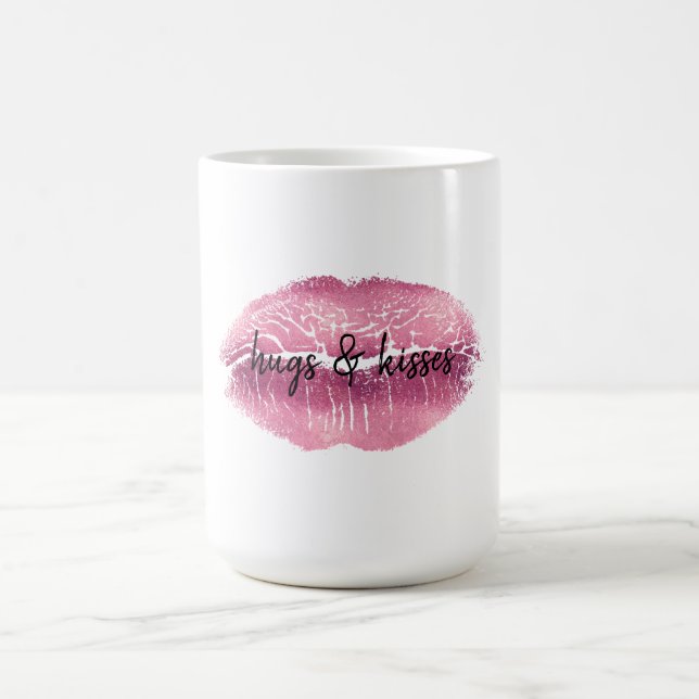 Mug Baiser de lèvres roses personnalisées (Centre)