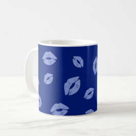 Mug Baisers à lèvres Motif sans couture - tons bleus