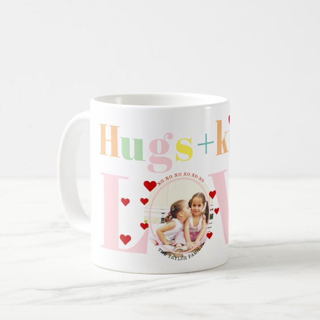 Mug Baisers, amour, câlins typographie photo Saint Val (Devant gauche)