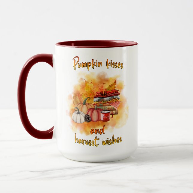 Mug Baisers citrouilles et souhaits de récolte 15oz Mu (Gauche)