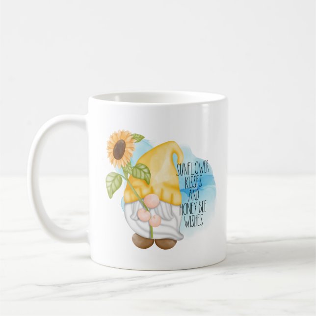 Mug Baisers de tournesol et souhaits d'abeilles Gnome (Gauche)