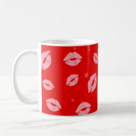 Mug Baisers en bâton rose sur Motif Arrière - plan rou