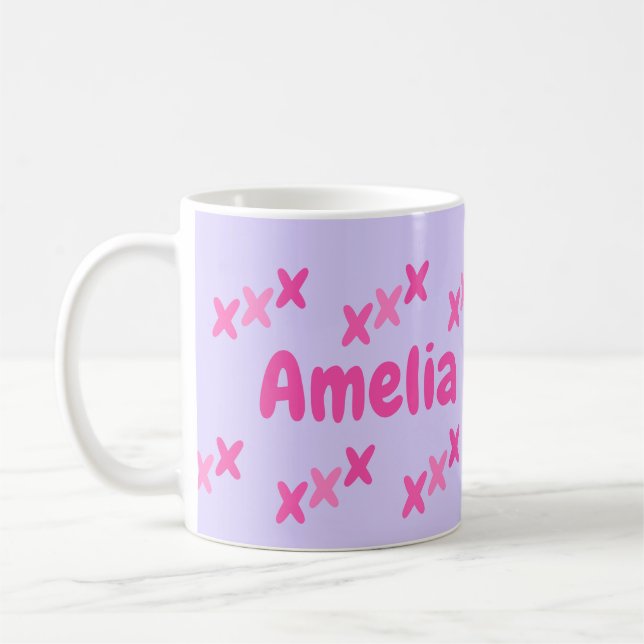 Mug Baisers rose Lilac personnalisés (Gauche)