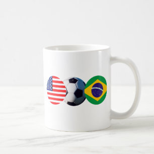Mug Bal de Football Brésil & USA Drapeaux Le MUSÉE Zaz