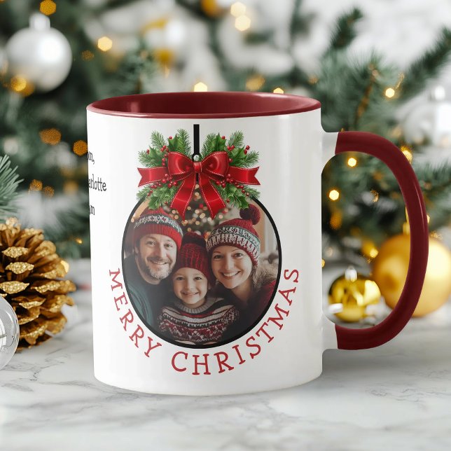 Mug Bal de Noël Ornement photo blanc (Christmas Ball Ornament Photo White Mug)