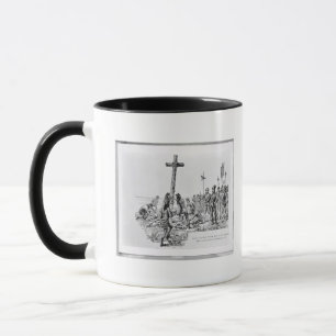 Mug Balboa installant la croix sur le rivage
