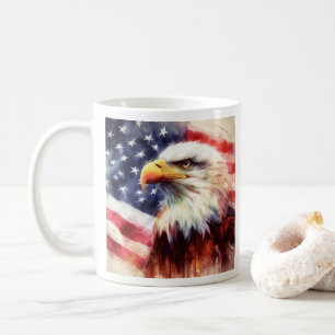 Mug Bald Eagle avec drapeau des États-Unis d'Amérique