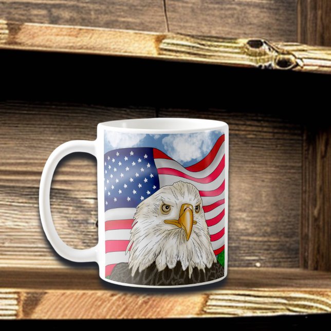 Mug Bald Eagle devant le drapeau américain Art patriot (Créateur téléchargé)