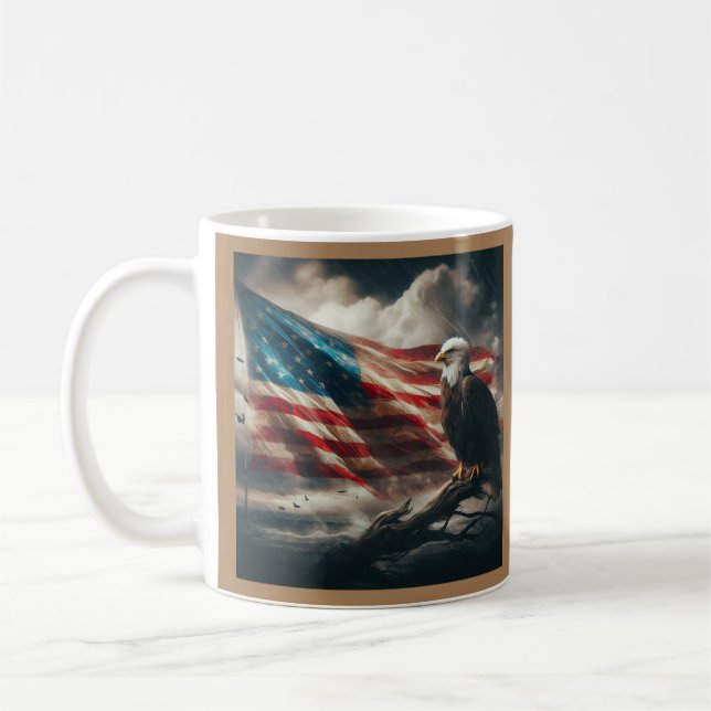 Mug Bald Eagle et drapeau des États-Unis (Gauche)